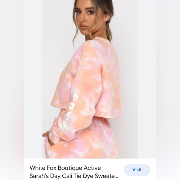 Sarah’s Day x White Fox Active Pink & Orange Cali Tie Dye Sweater Sweatshirt -S - Picture 2 of 12